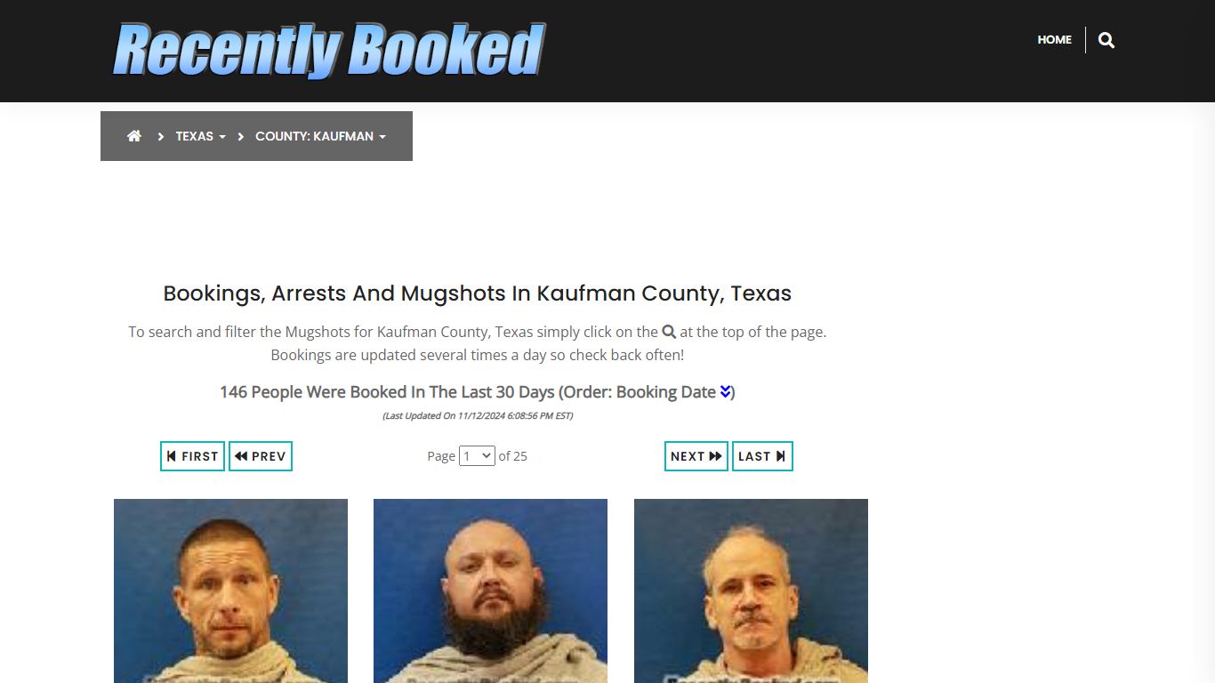 Bookings, Arrests and Mugshots in Kaufman County, Texas - Recently Booked