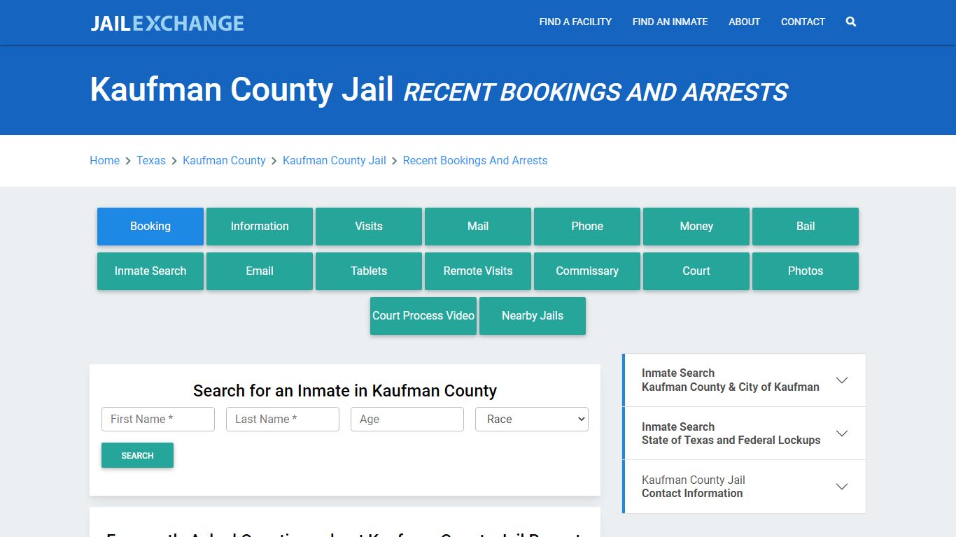 Kaufman County Jail Recent Bookings And Arrests - Jail Exchange